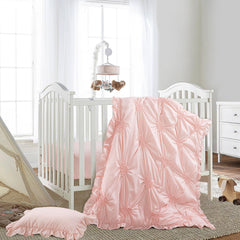 HOMBYS pintuck-ruffles comforter pink plush texture and cozy nights