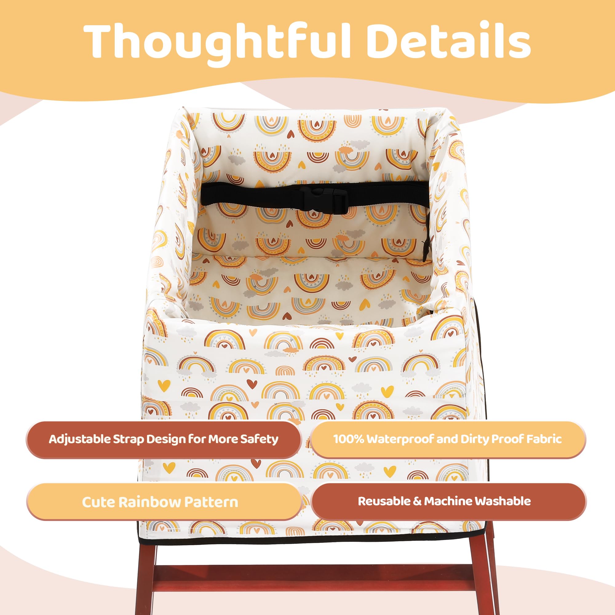 HOMBYS secure buckle high chair cover enables quick stable setup