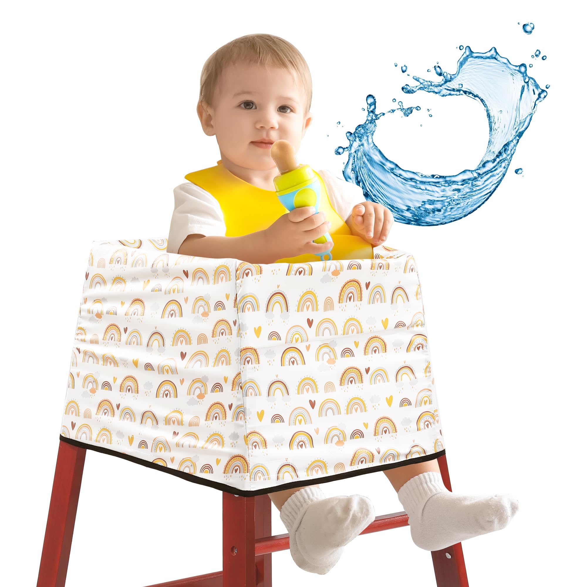 HOMBYS waterproof baby high chair cover full coverage protects chairs from spills when dining out