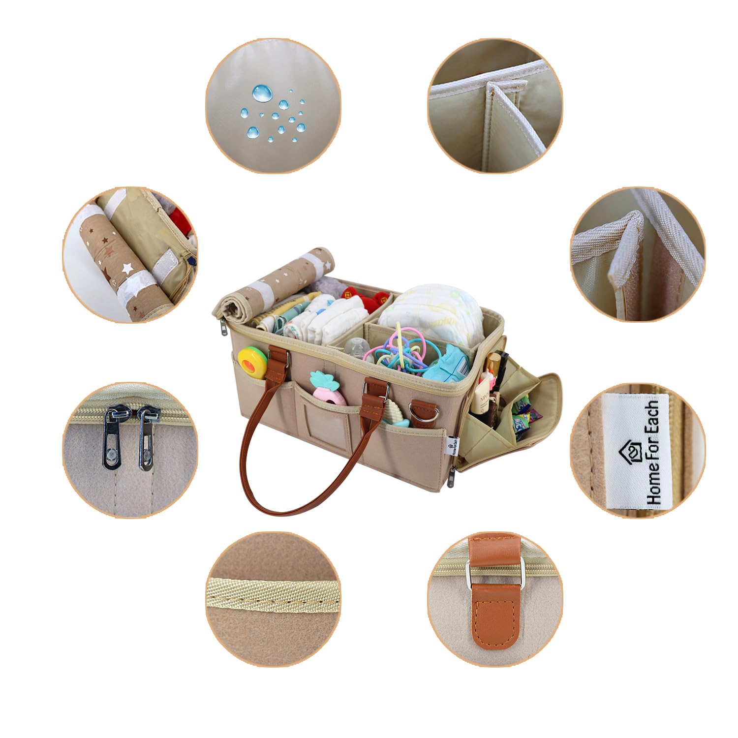 HOME FOR EACH PU leather handle adds premium feel and durability
