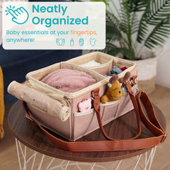 HOME FOR EACH travel-friendly diaper caddy fits into bags for easy trips