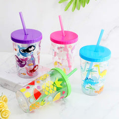 Home Tune 16oz kids tumbler dinosaur fruit-print sip spill-proof for daily use