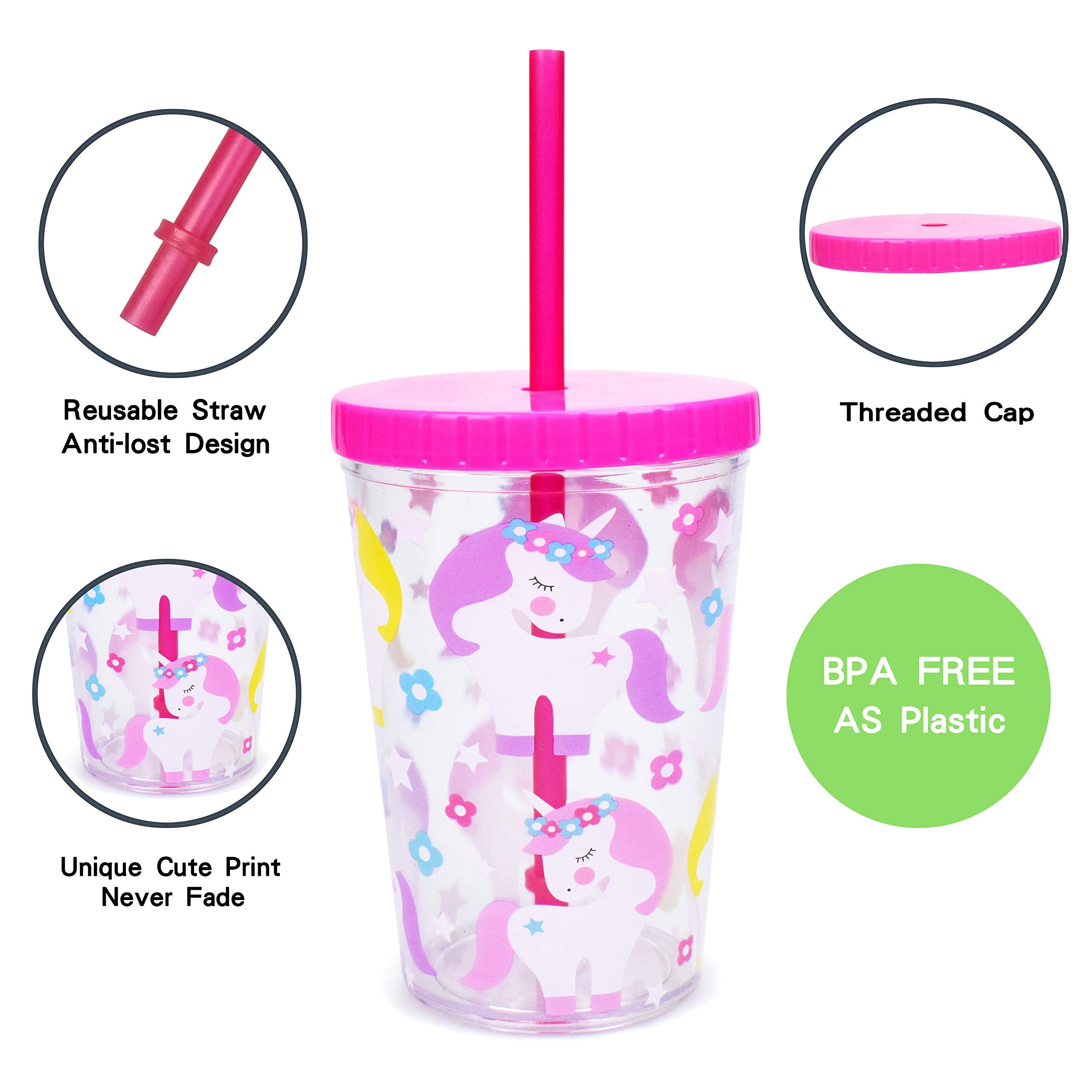 Home Tune 16oz kids tumbler mermaid pattern sip easy to clean and portable