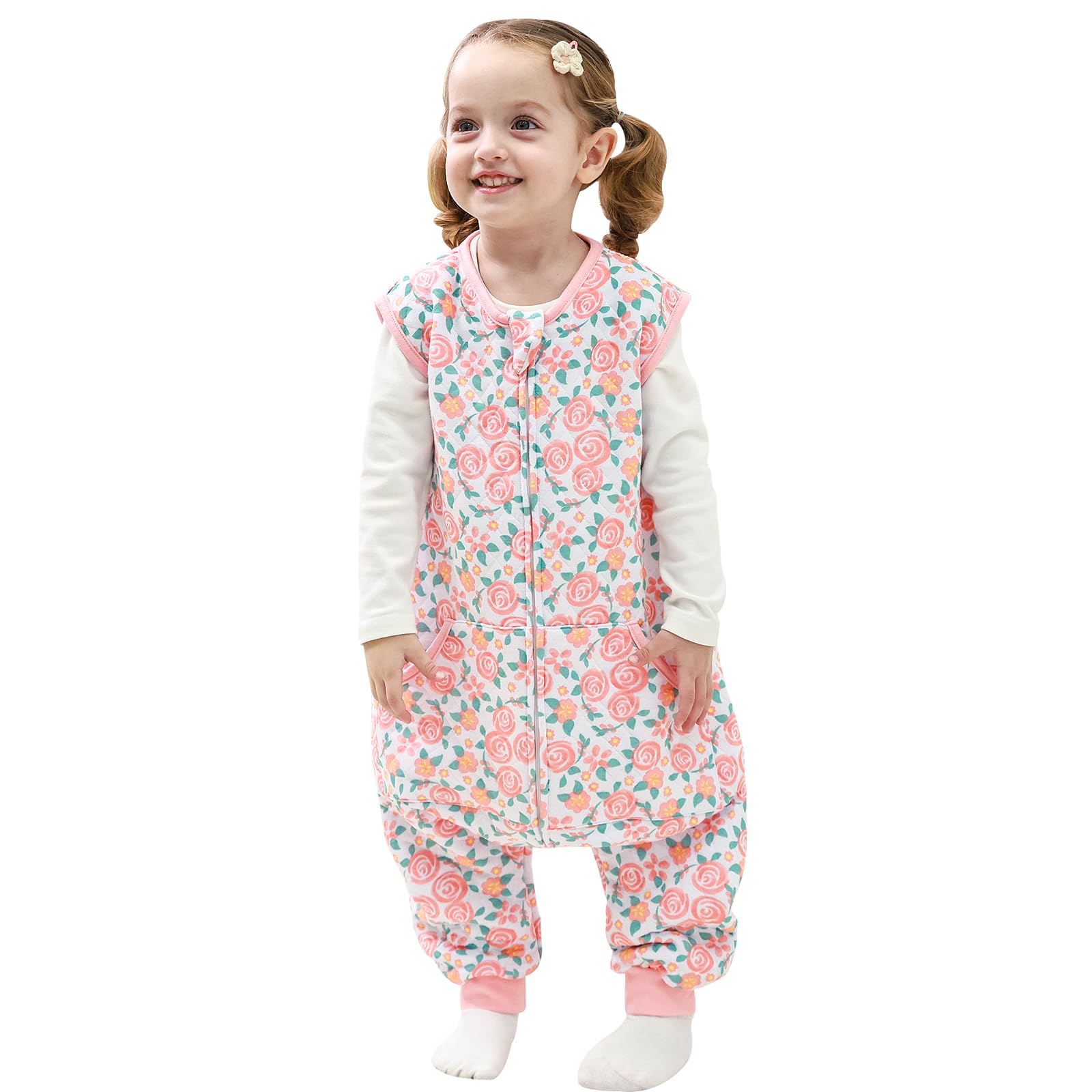 HOMEAL 1.0 Tog Sleep Sack with feet in pink rose fabric provides cozy warmth.