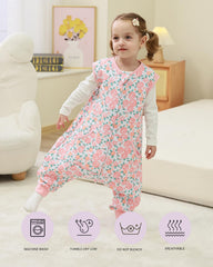 HOMEAL toddler sleep sack with feet shown on crib for safer, snug overnight sleep.