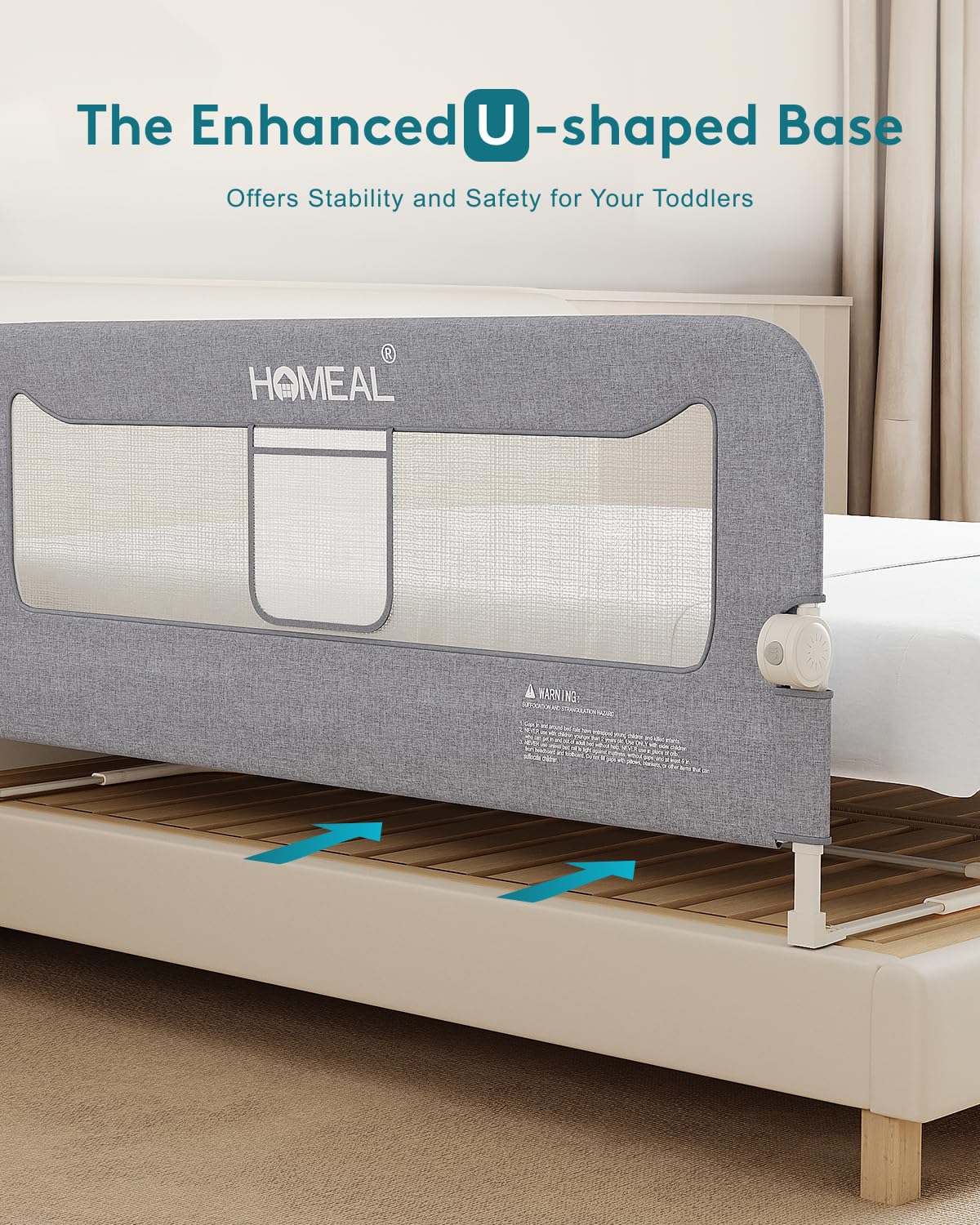 HOMEAL bed rail foldable design supports quick entry and exit.