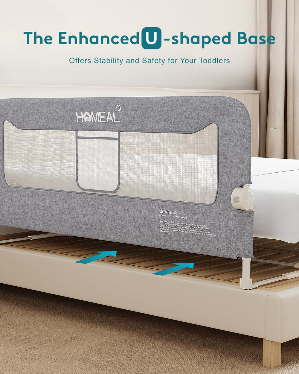 HOMEAL bed rail foldable design supports quick entry and exit.