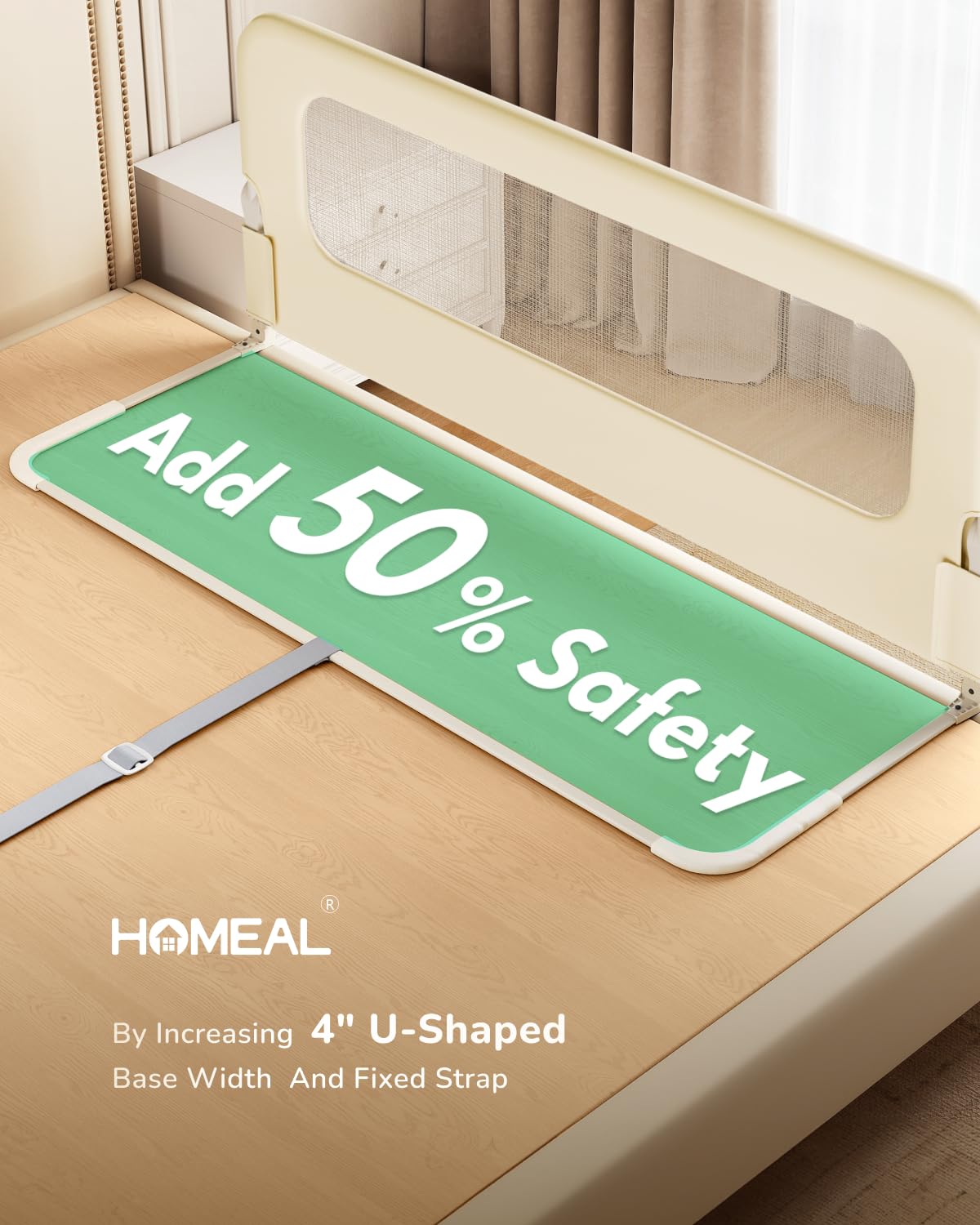 HOMEAL bed rail compatibility with king, queen, full and twin beds.