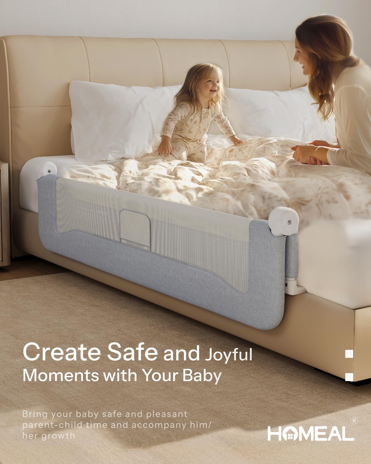 HOMEAL bed rail mesh cloth provides breathable cover and soft protection.