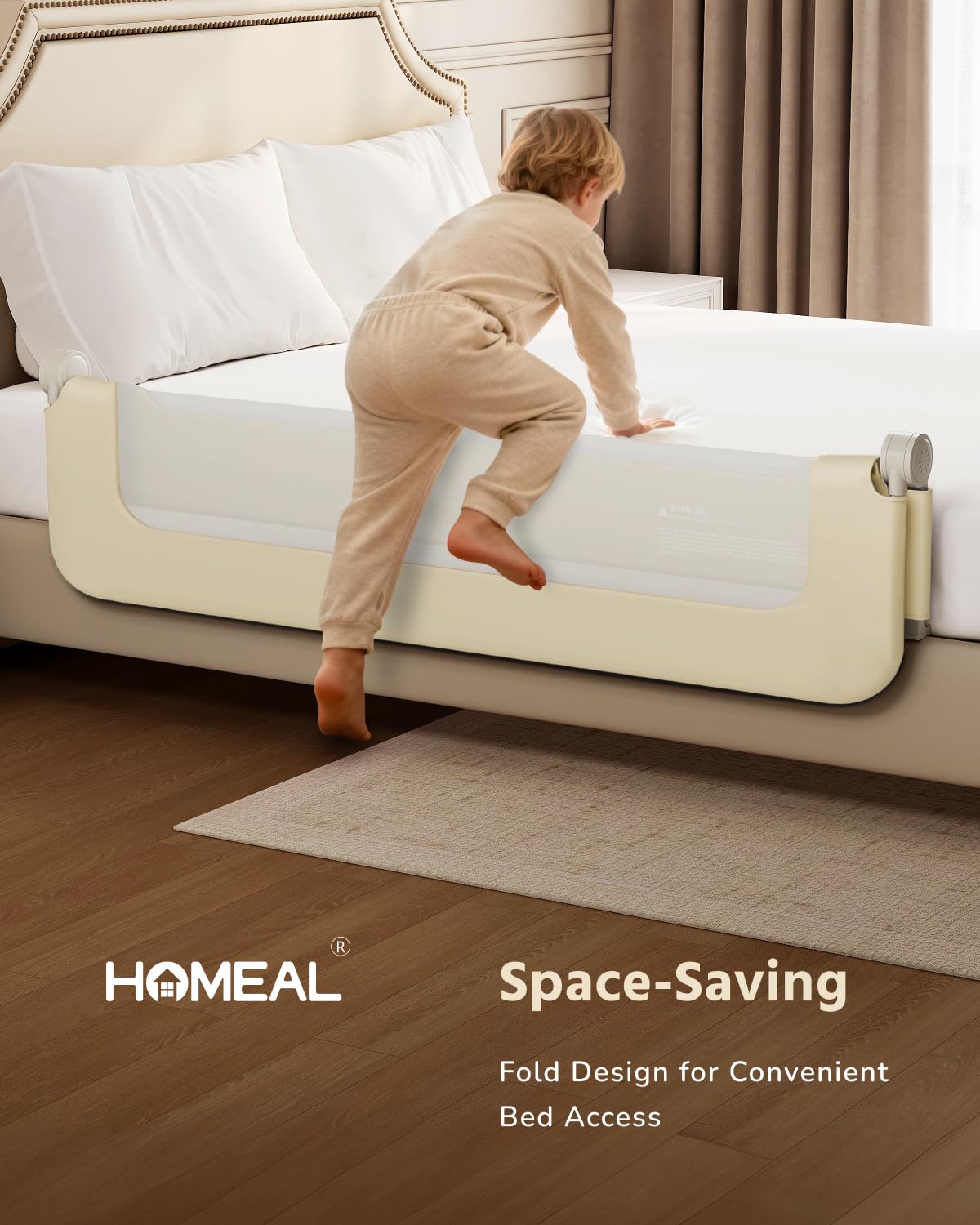 HOMEAL bed rail removable cover is machine washable for easy cleaning.