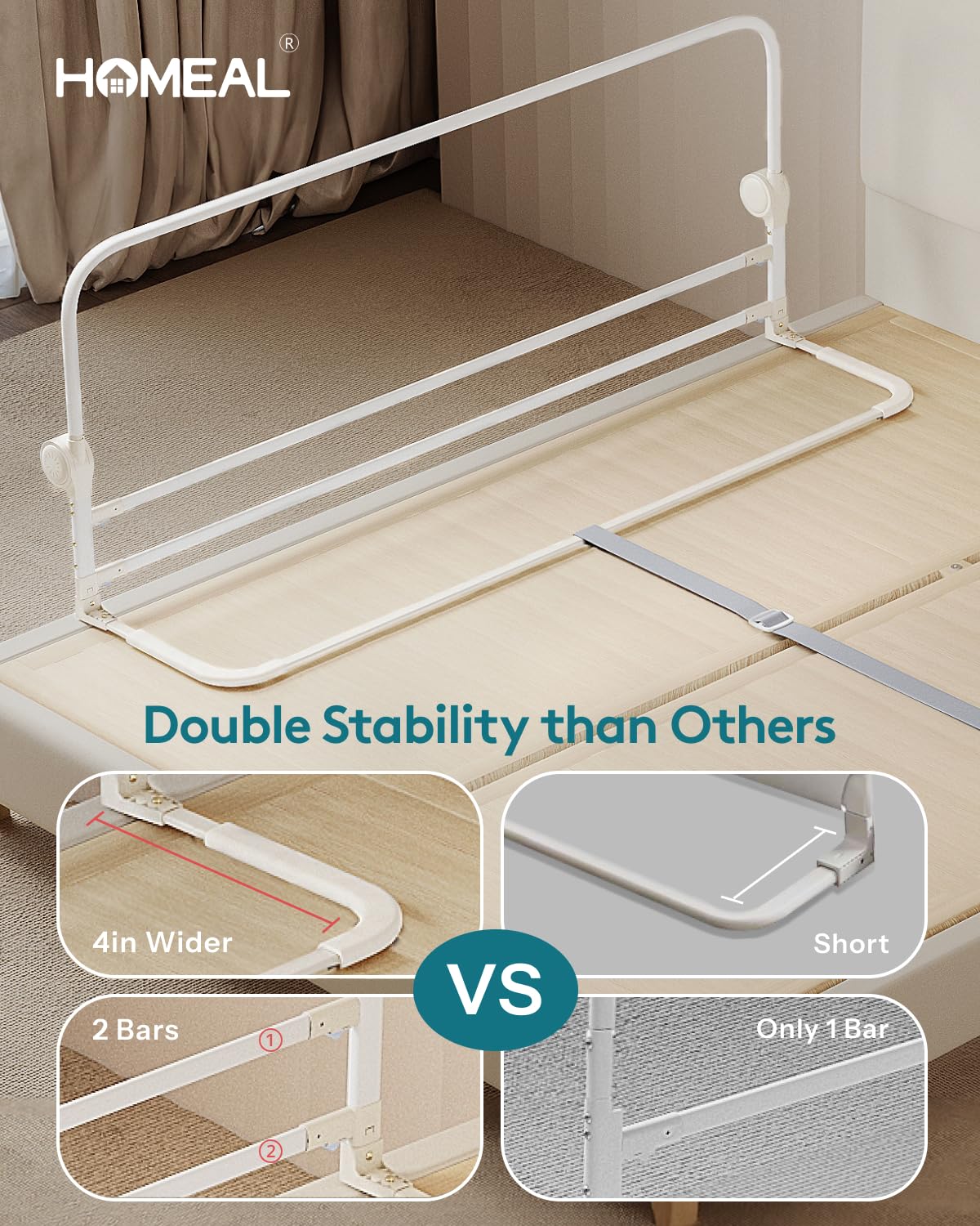HOMEAL bed rail soft mesh cover keeps toddlers comfortable and breathable.