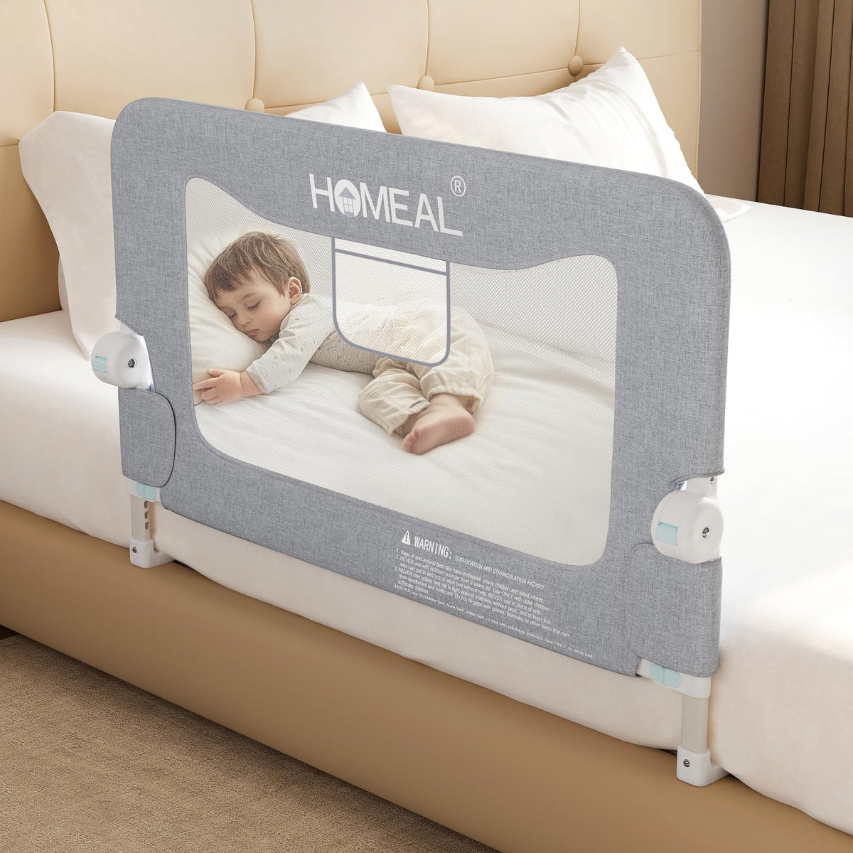 HOMEAL bed rail toddler 32-inch base for extra stability during sleep