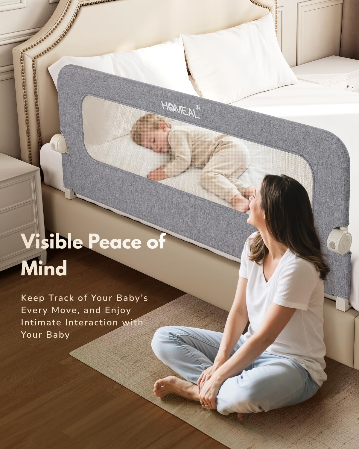HOMEAL bed rail foam-padded edge cushions against bumps