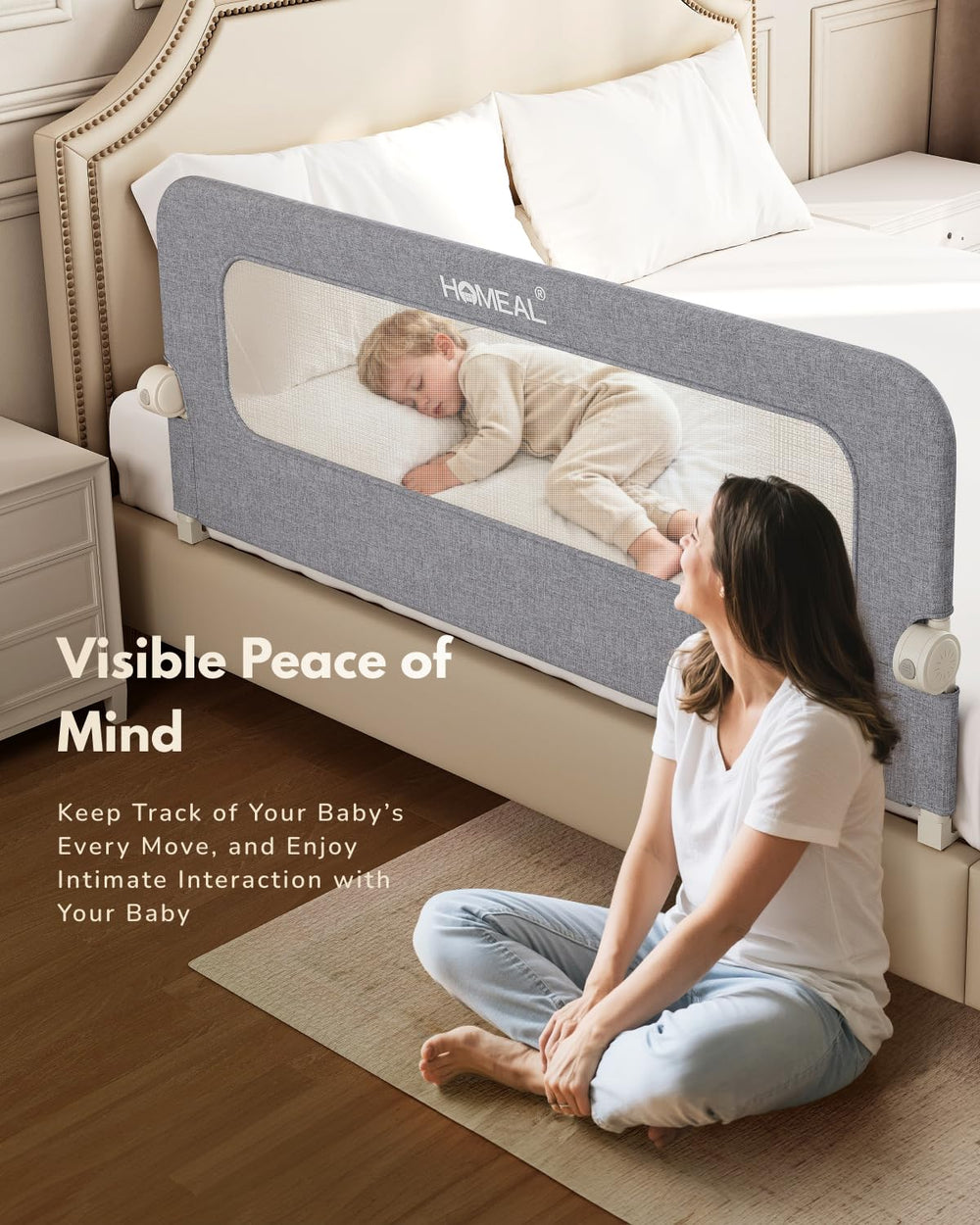 HOMEAL bed rail foam-padded edge cushions against bumps