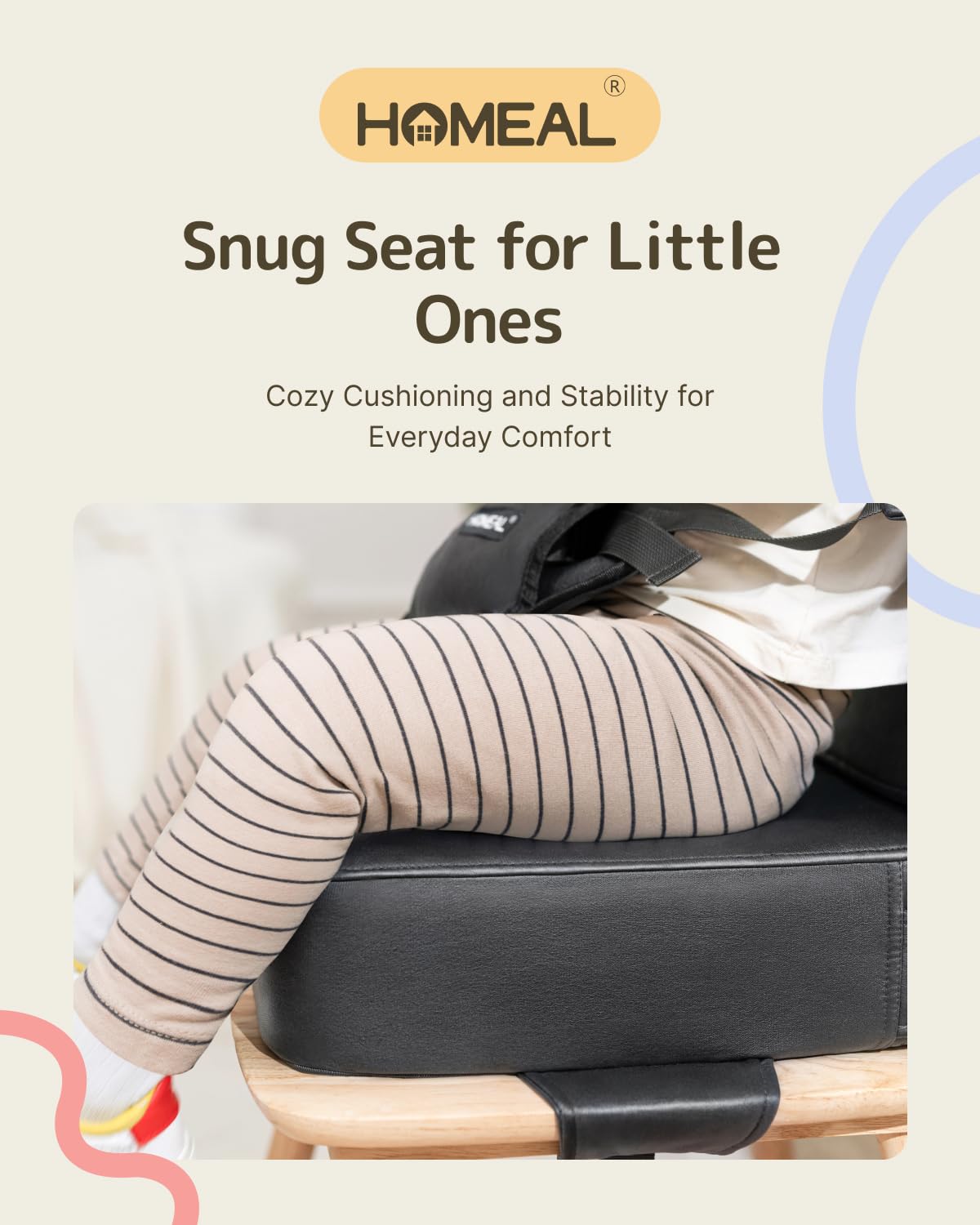 HOMEAL booster seat travel-compact demonstrates portable use for meals on the go