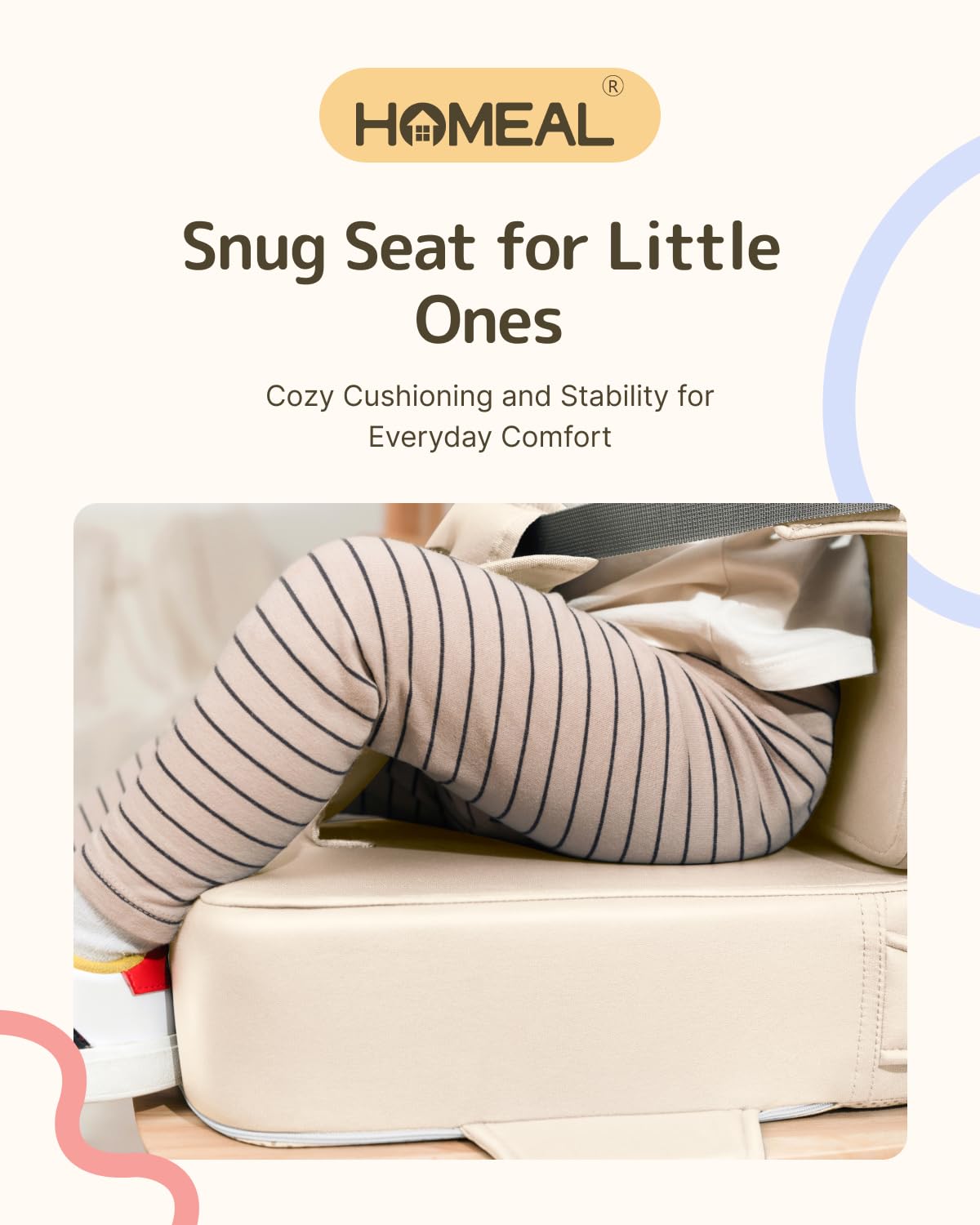 HOMEAL booster seat with waterproof wipeable fabric ready for spills