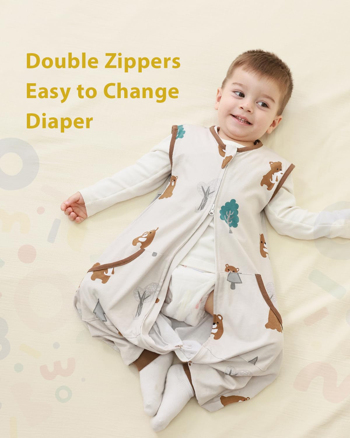 HOMEAL brown bear fabric closeup reveals soft, breathable texture for everyday comfort.