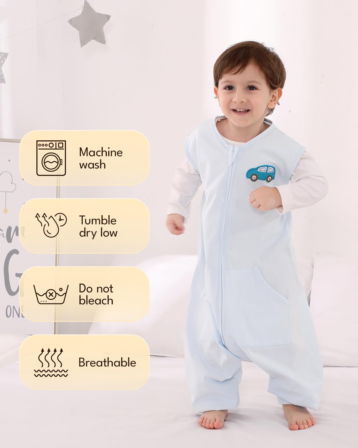 HOMEAL front pockets provide space for tiny hands and easy access