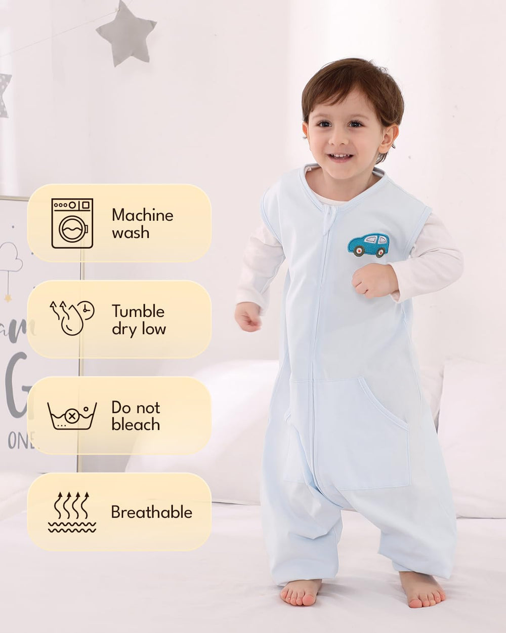 HOMEAL front pockets provide space for tiny hands and easy access