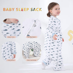 HOMEAL Little Whale sleep sack leg design enabling safe movement