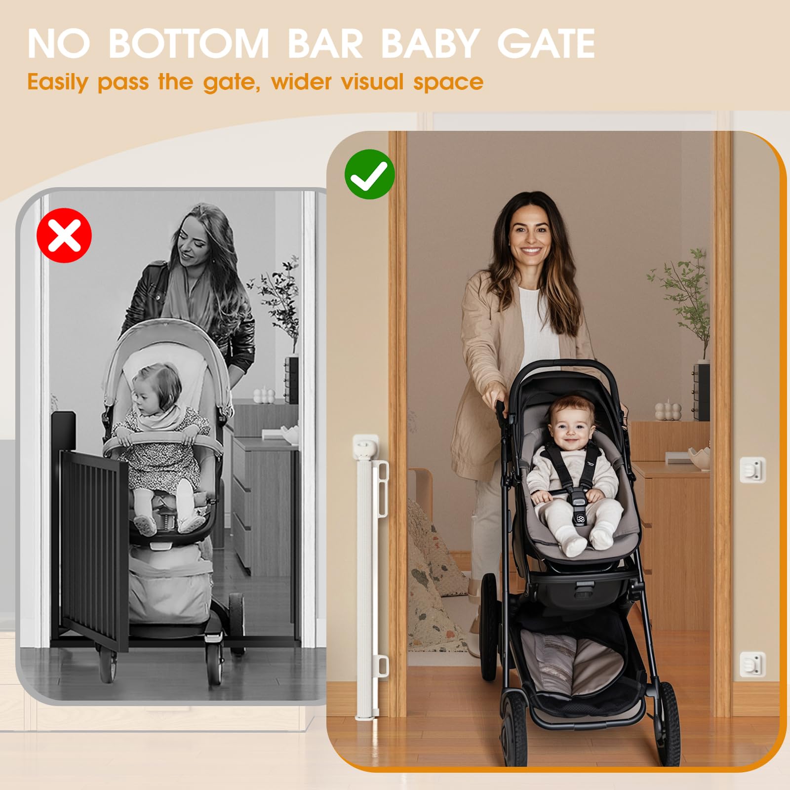 HOMEAL retractable gate one-handed-use: easy open and close while carrying items.