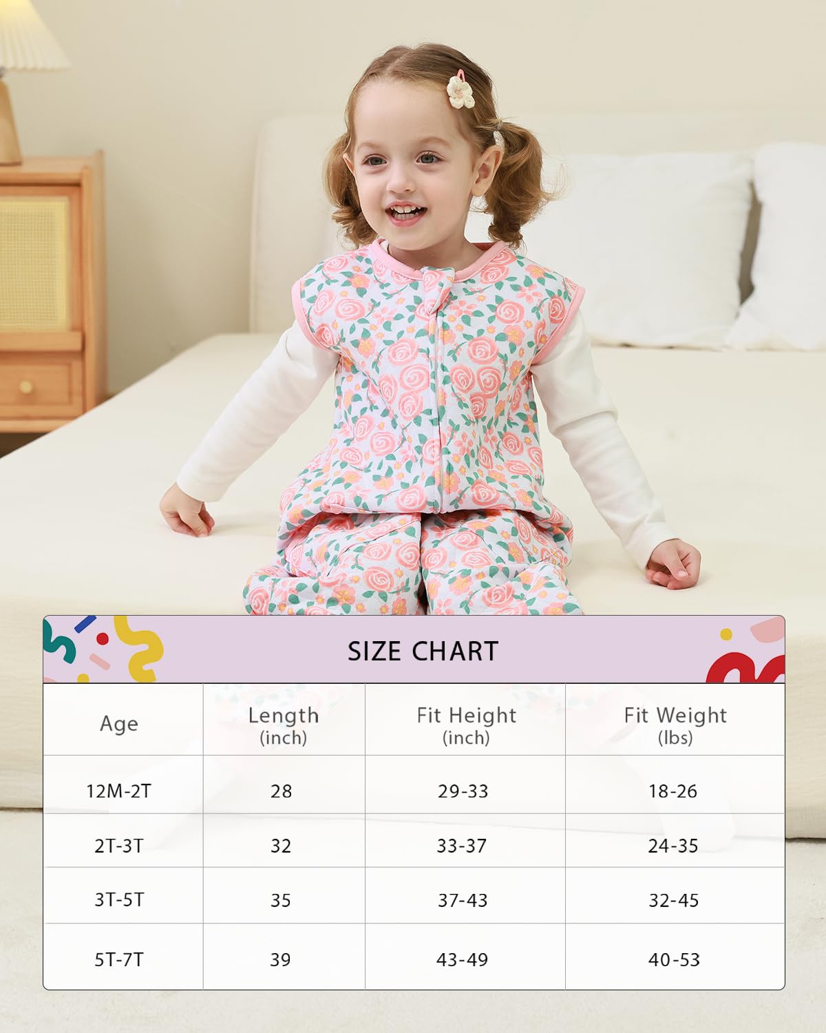 HOMEAL size range 12m-7T pink rose for growing toddlers.
