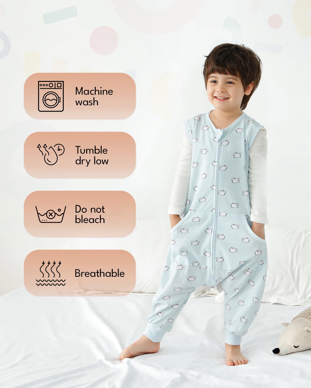HOMEAL sleep sack features two large pockets and cute prints for toddlers.