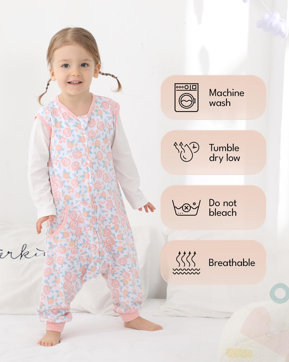 HOMEAL Sleep Sack with Legs sleeveless, 0.5 tog cotton for breathable comfort