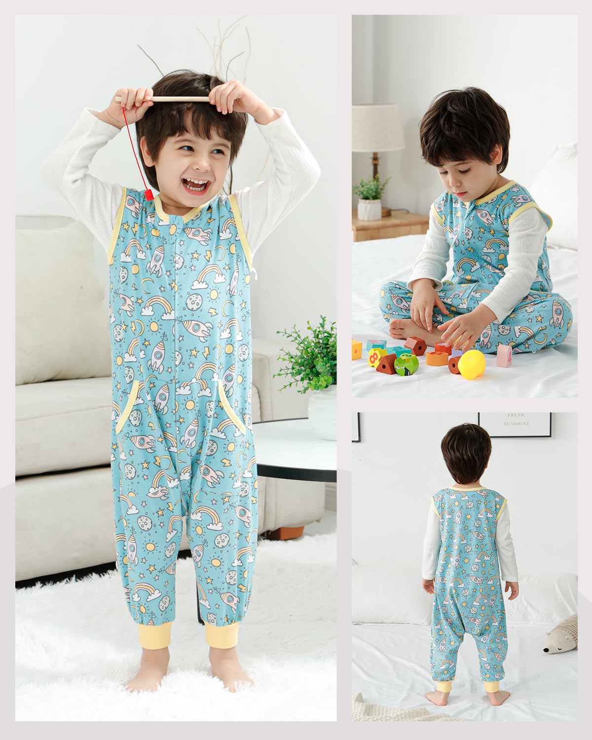 HOMEAL Sleep Sack pocket print image showcases cute designs that kids love