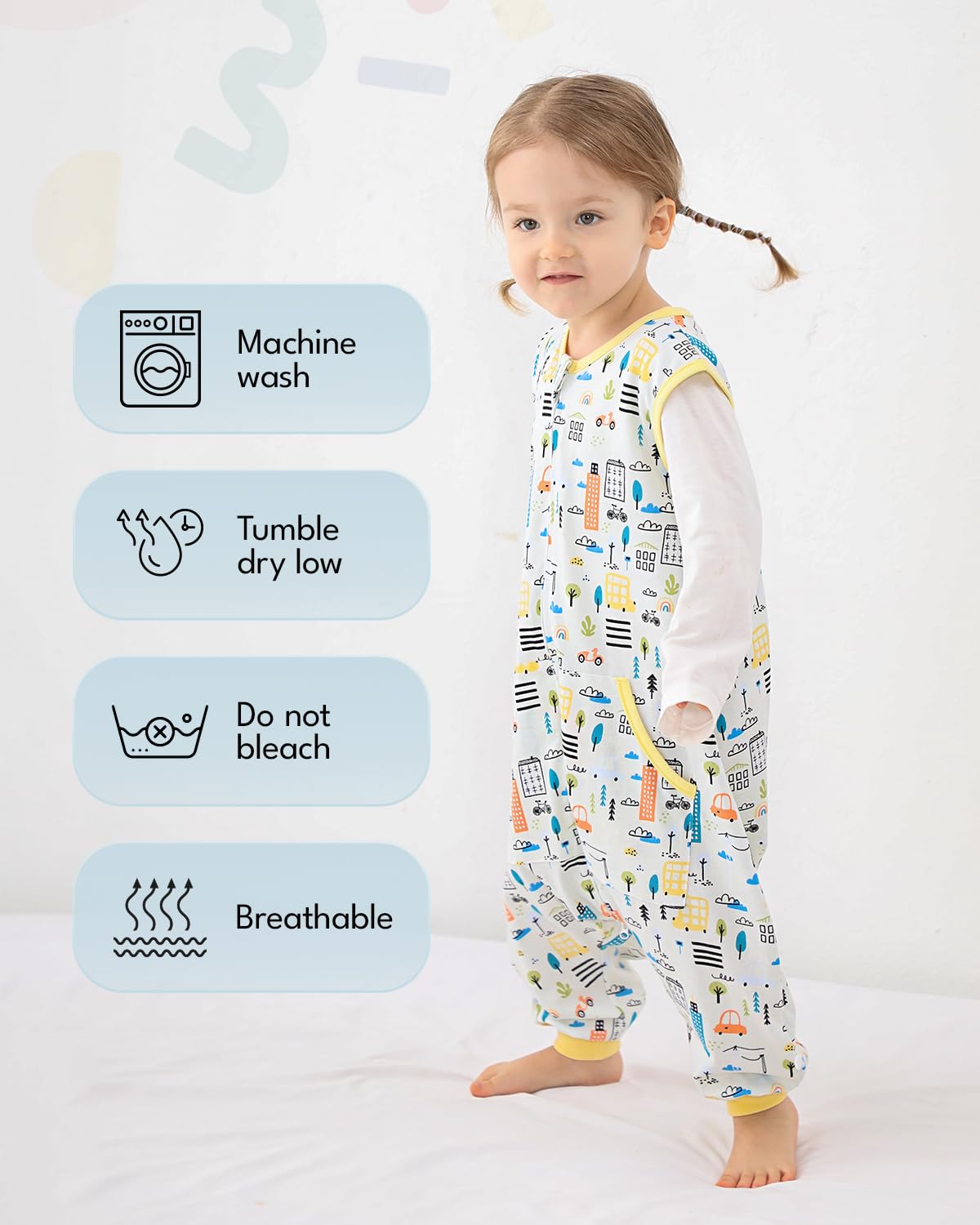HOMEAL Sleep Sack sleeveless design highlighting breathable cotton fabric.