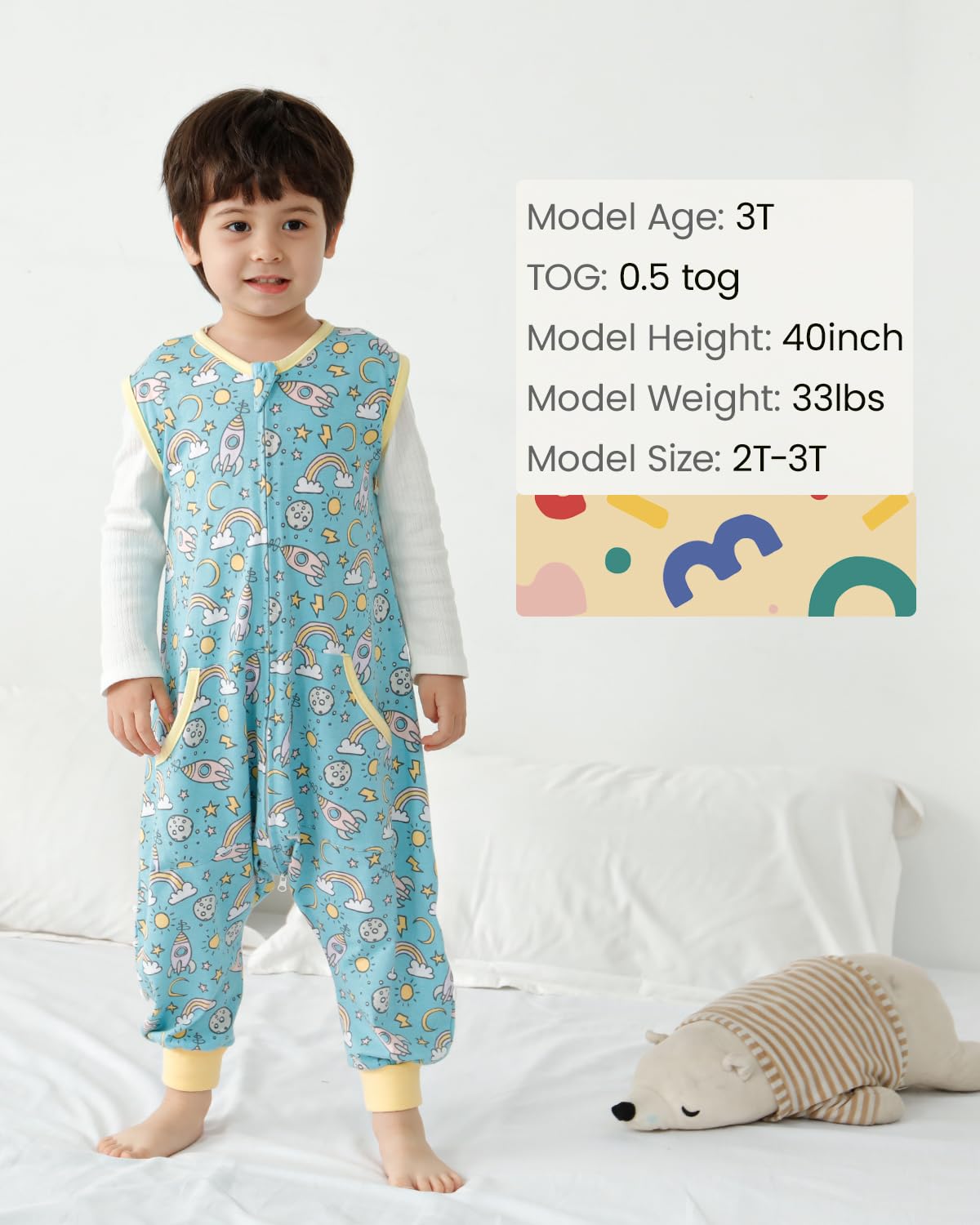 HOMEAL Sleep Sack two-way zippers enable easy diaper changes without waking your child