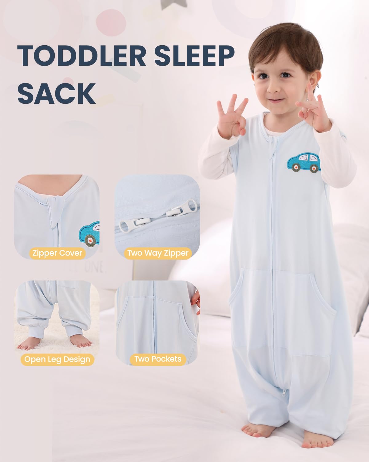 HOMEAL sleeveless sleep sack with feet supports safe mobility