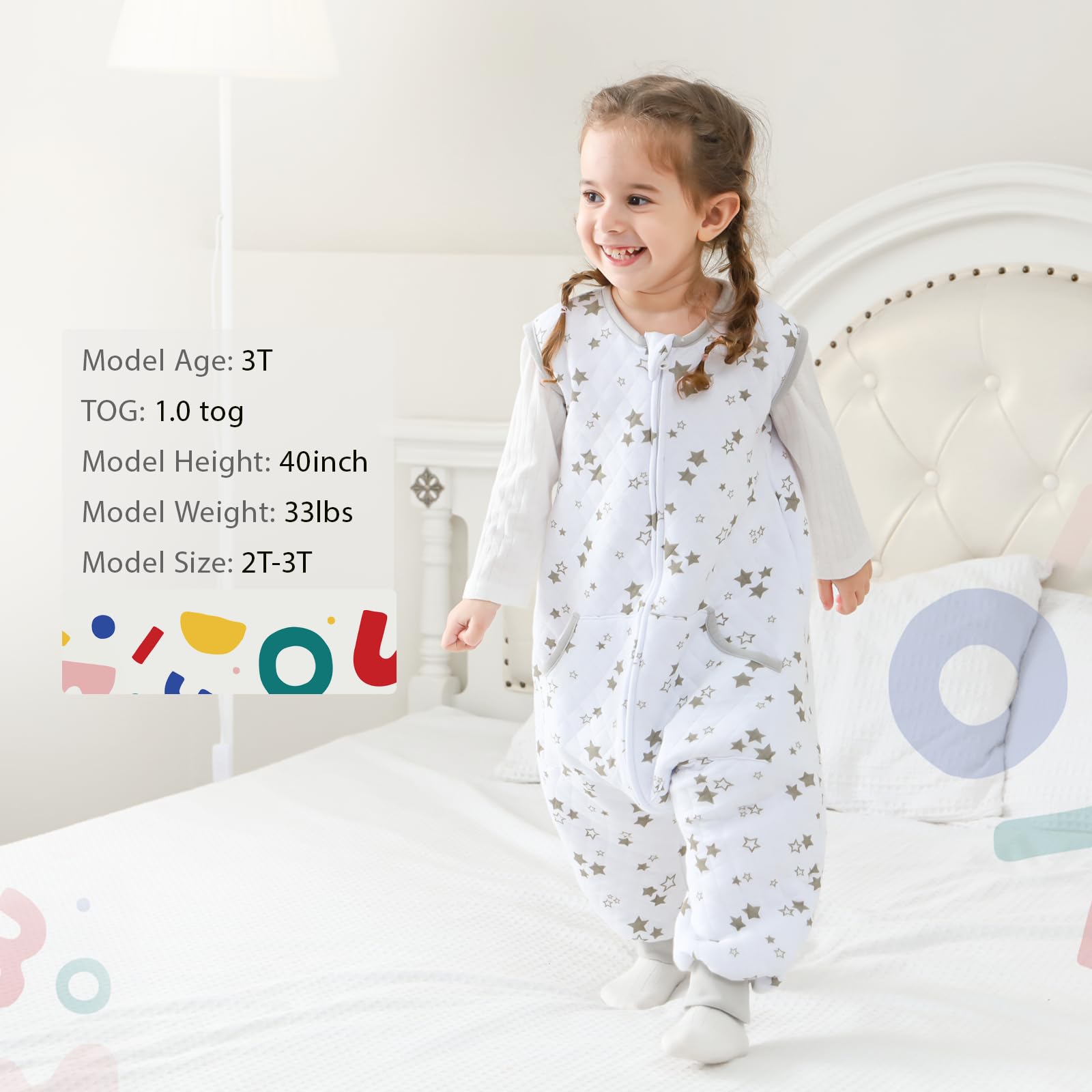 HOMEAL Sleeveless sleep sack with pockets, breathable fabric for movement.