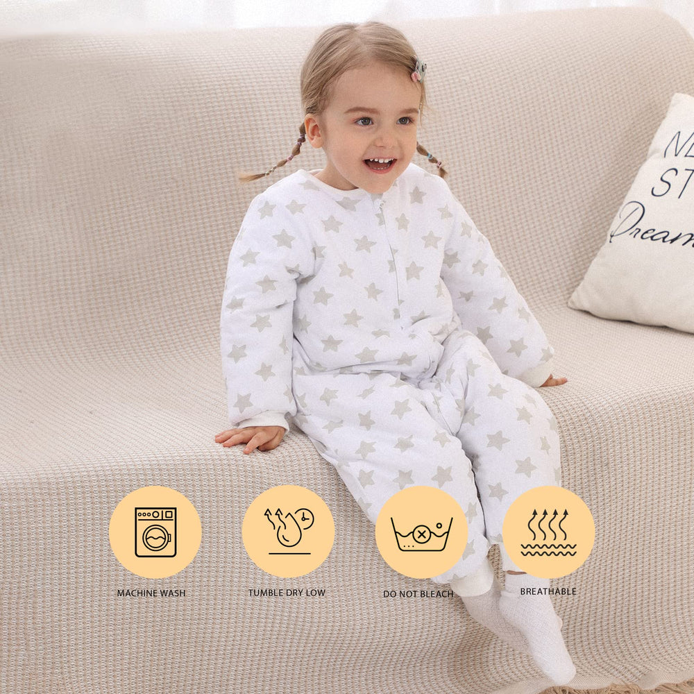 HOMEAL sleep sack features soft cotton-polyester padding for snug warmth on cold nights