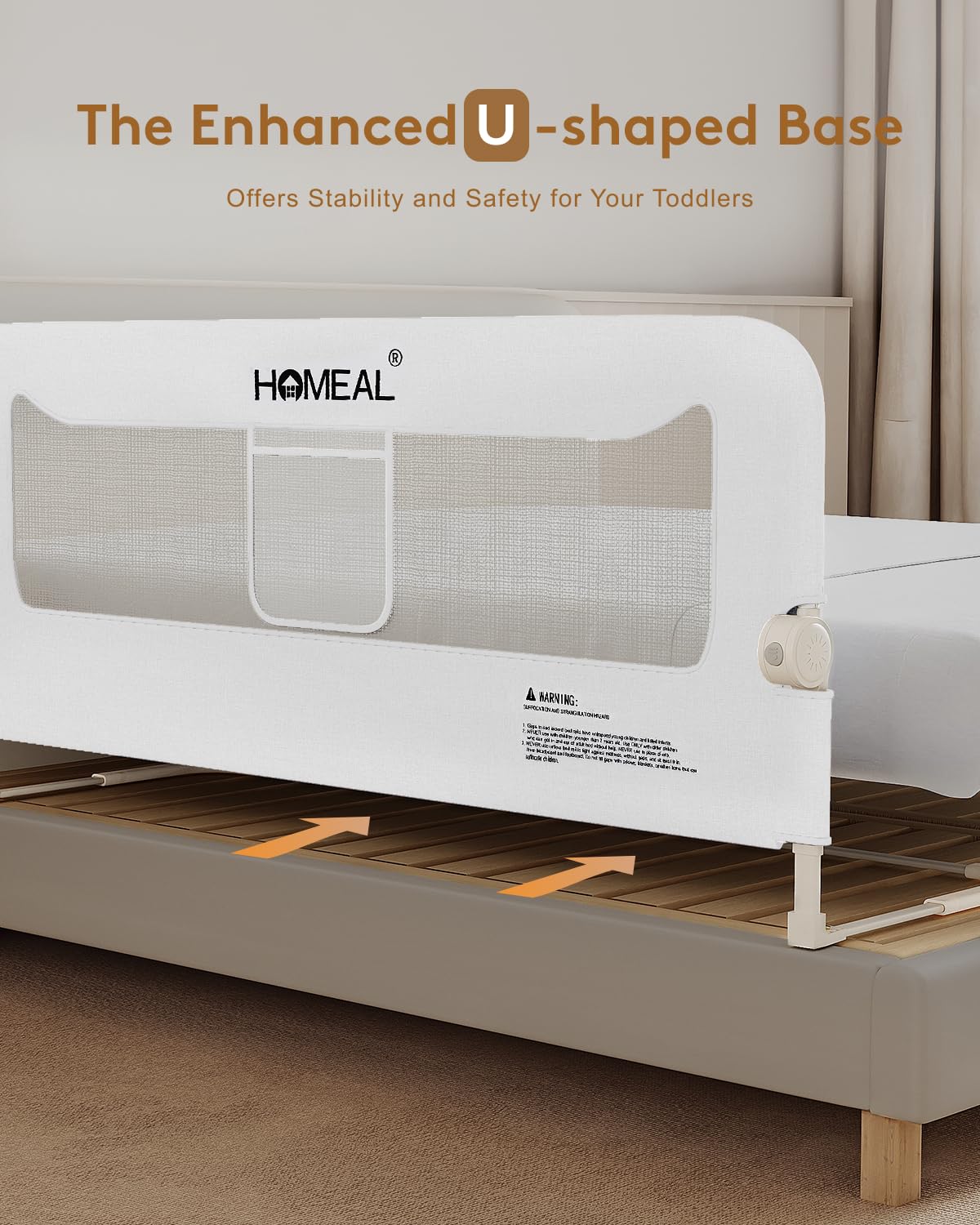 HOMEAL soft mesh fabric padding offers comfortable guardrails