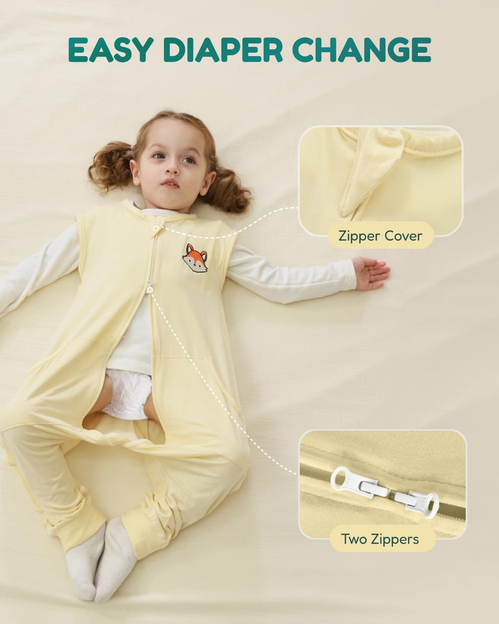 HOMEAL Sleep Sack sizes range image highlights 12M–7T coverage.