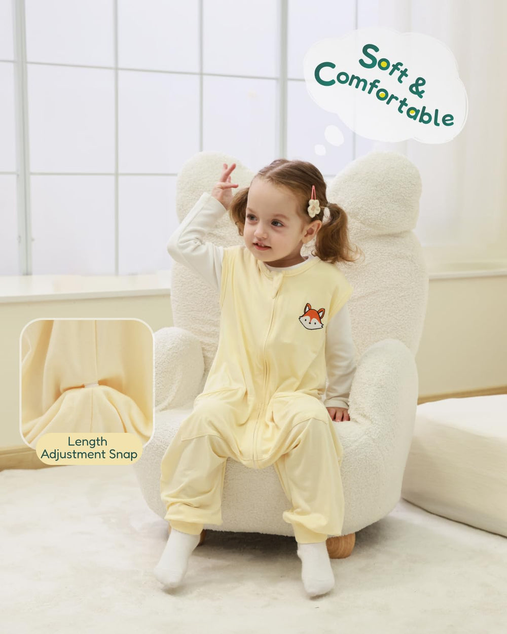 HOMEAL Sleep Sack top zipper cover detail emphasizes safety at bedtime.