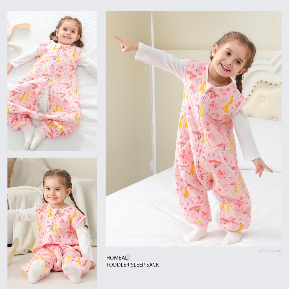 HOMEAL Toddler Sleep Sack pink pocket design keeps essentials within reach