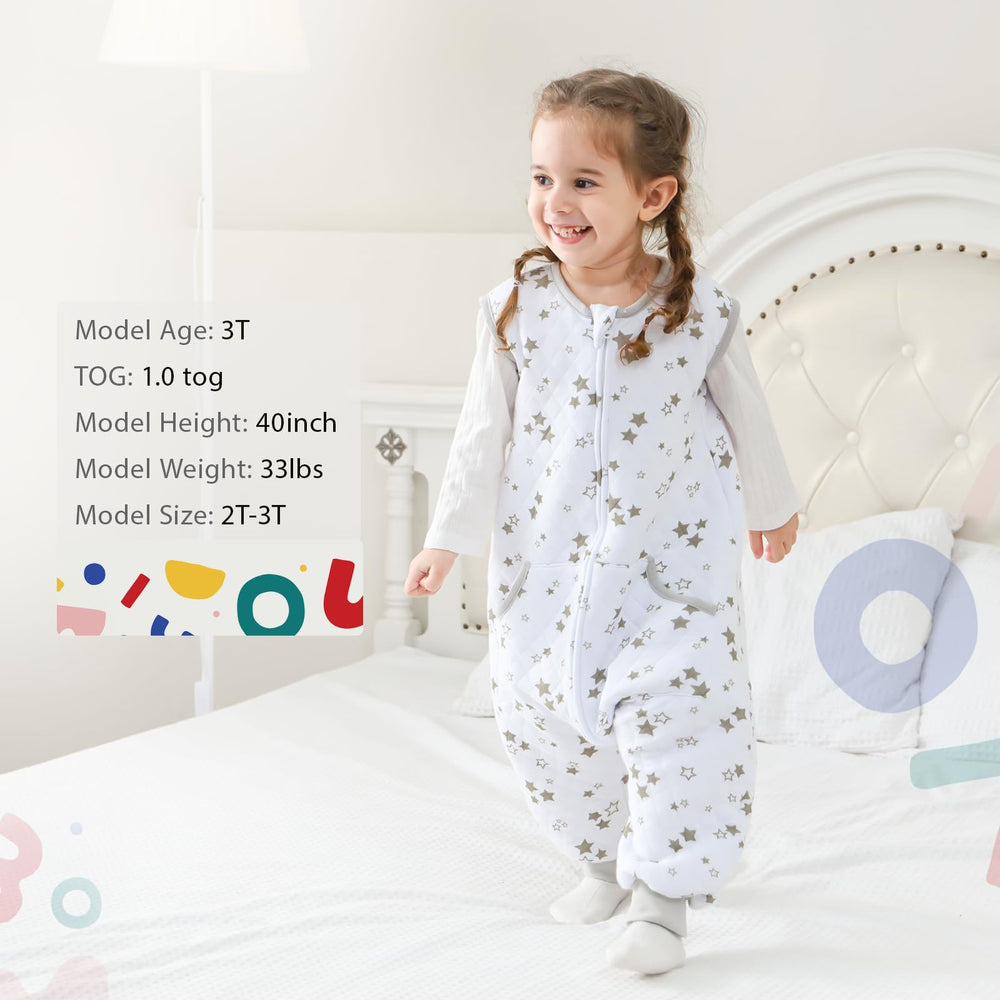 HOMEAL Toddler Sleep Sack sleeveless design enables breathable movement during sleep.