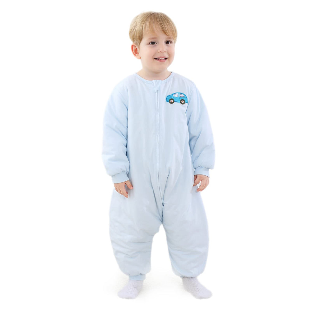 HOMEAL Toddler Sleep Sacks with Feet in blue showing cozy warmth for cold nights