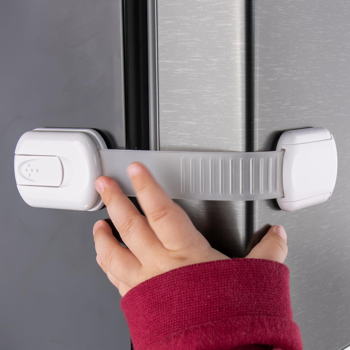 HomeBrella 10-Pack Cabinet Locks packaging demonstrates quick, tool-free baby proofing setup.