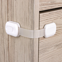 HomeBrella 6-pack cabinet locks close-up showing sturdy adhesive for childproof safety.