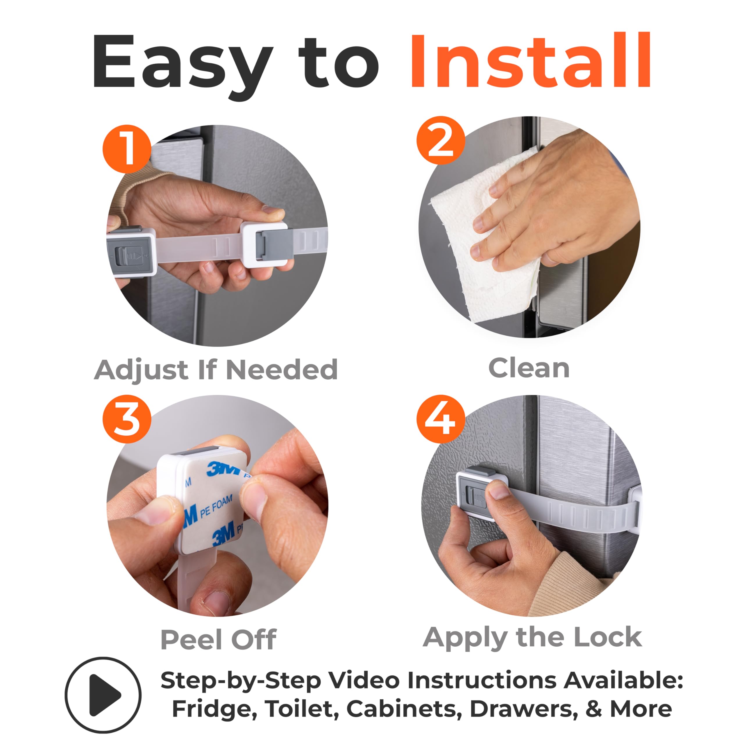 HomeBrella fridge lock removable with dental floss for damage-free removal.