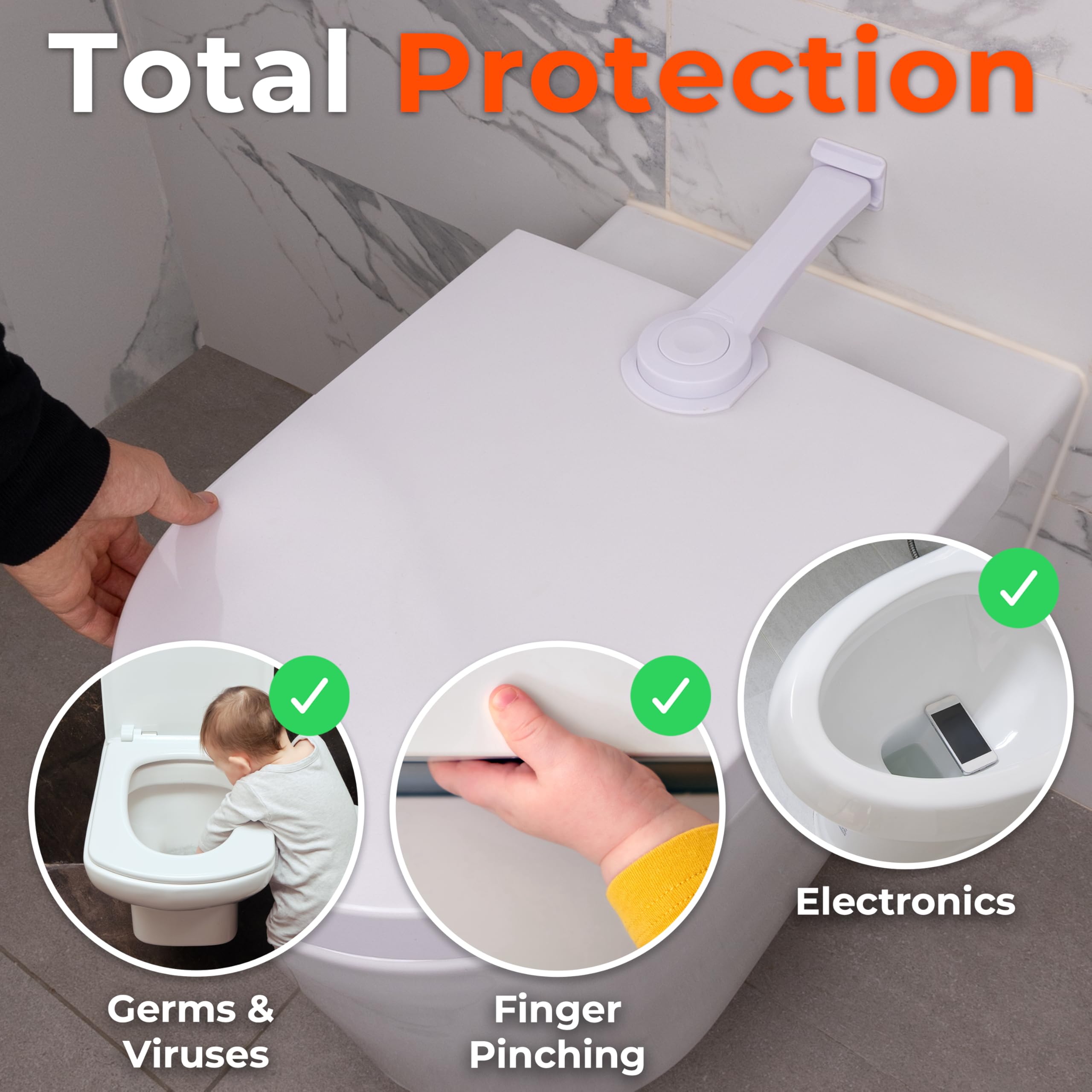 HomeBrella 2-pack on shelf provides multi-toilet safety for busy homes.
