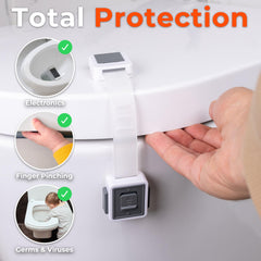 HomeBrella adhesive application on toilet lid for secure mounting