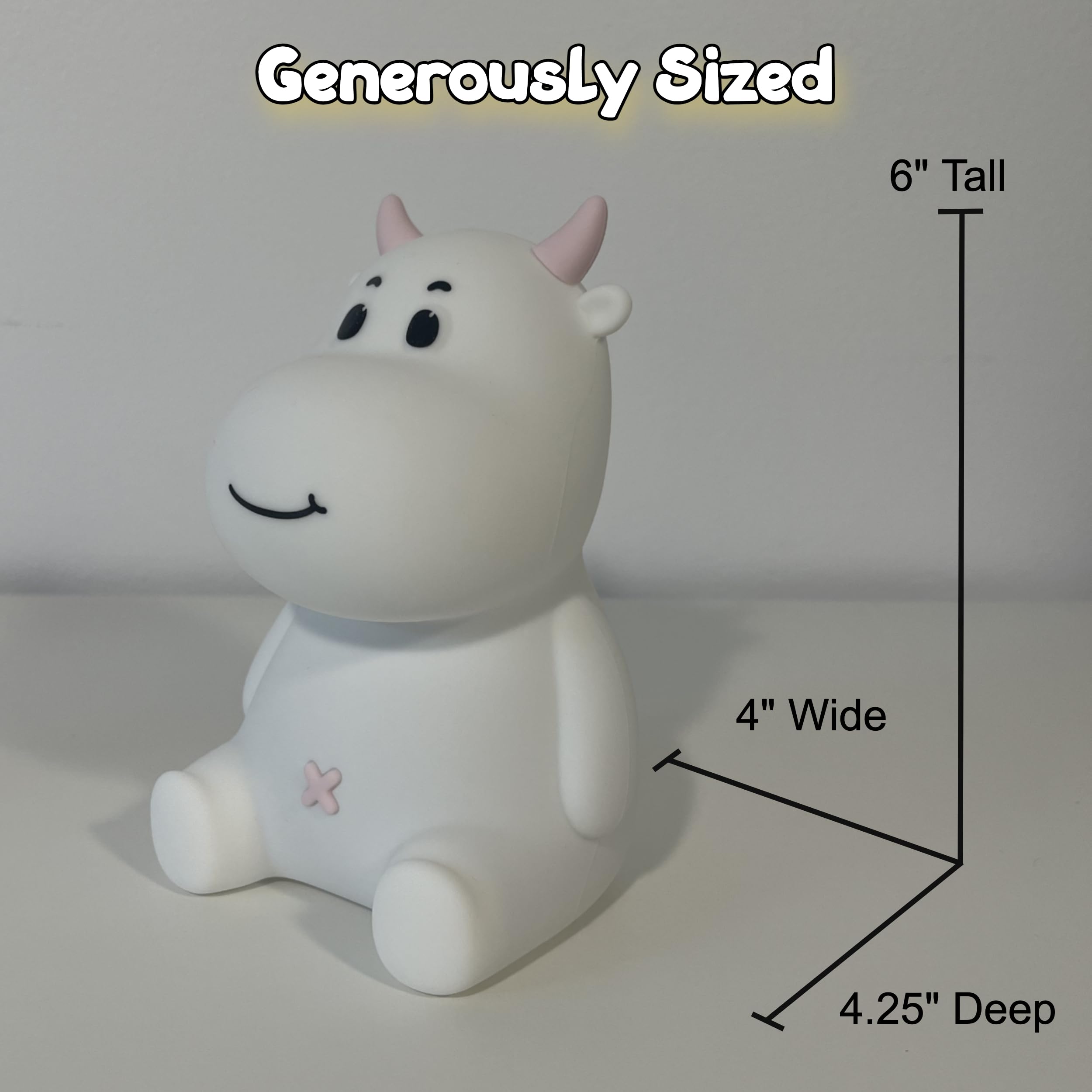 HomeCozi Cute Cow Night Light silicone texture detail conveys kid-friendly durability