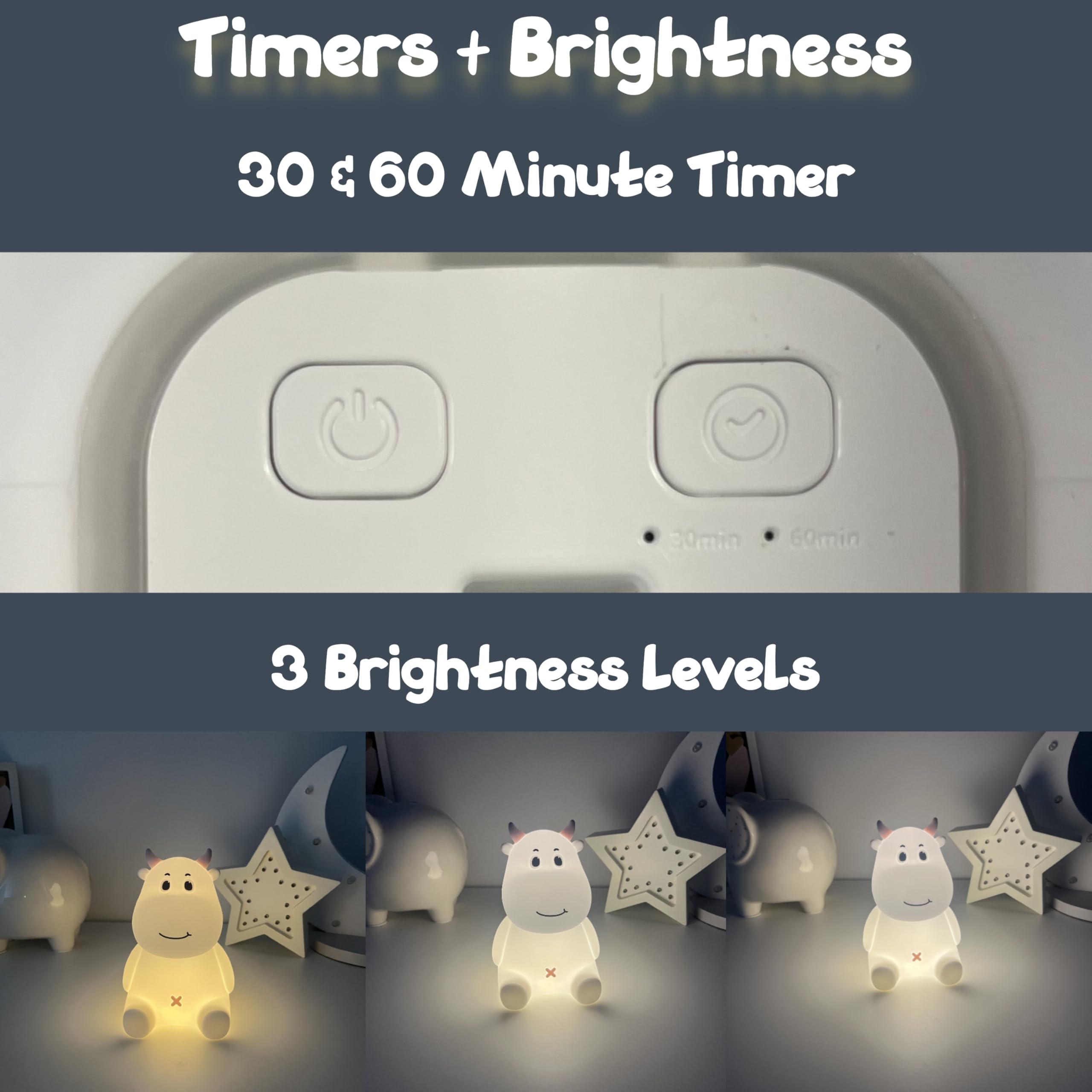 HomeCozi Cute Cow Night Light USB-C rechargeable feature reduces battery waste and hassle