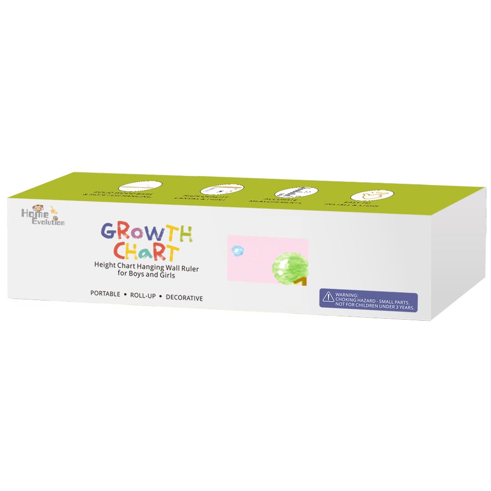 HomeEvolution growth chart showing cm, inches and feet scales for precise measurements.