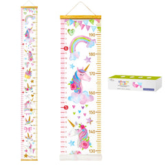 HomeEvolution unicorn growth chart canvas wall hanging for playful nursery decor and growth tracking.