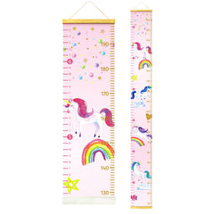 HomeEvolution Unicorn Growth Chart canvas wall hanging in vibrant room decor.